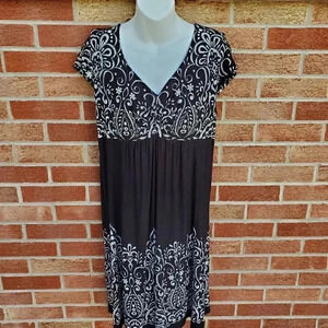 Soma Black Paisley Knee Length Dress Women's Size Large